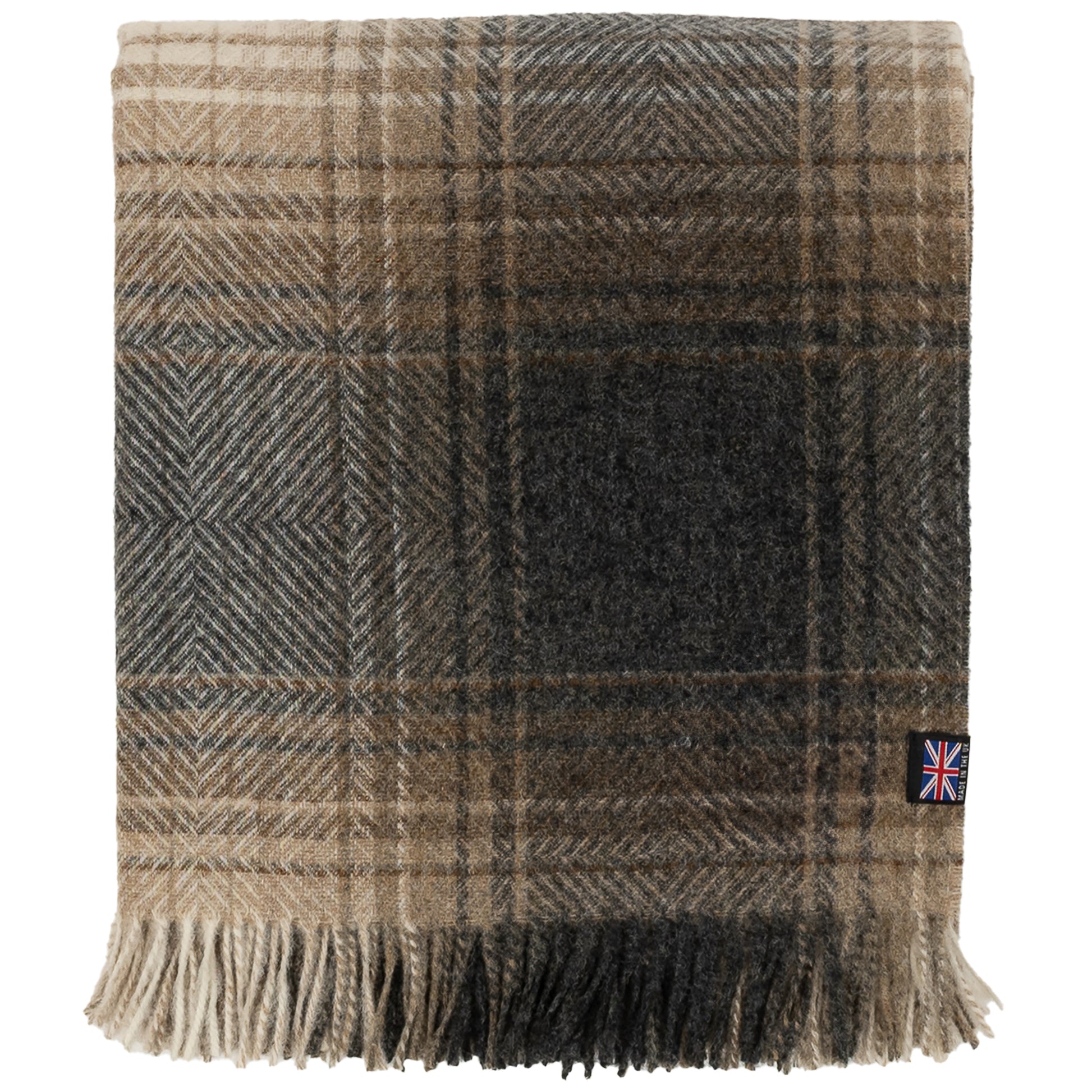 Highland Tweeds Shetland Lambswool Ombre Throw (Natural) -Throws and Blankets-[bar code]-Prince of Scots