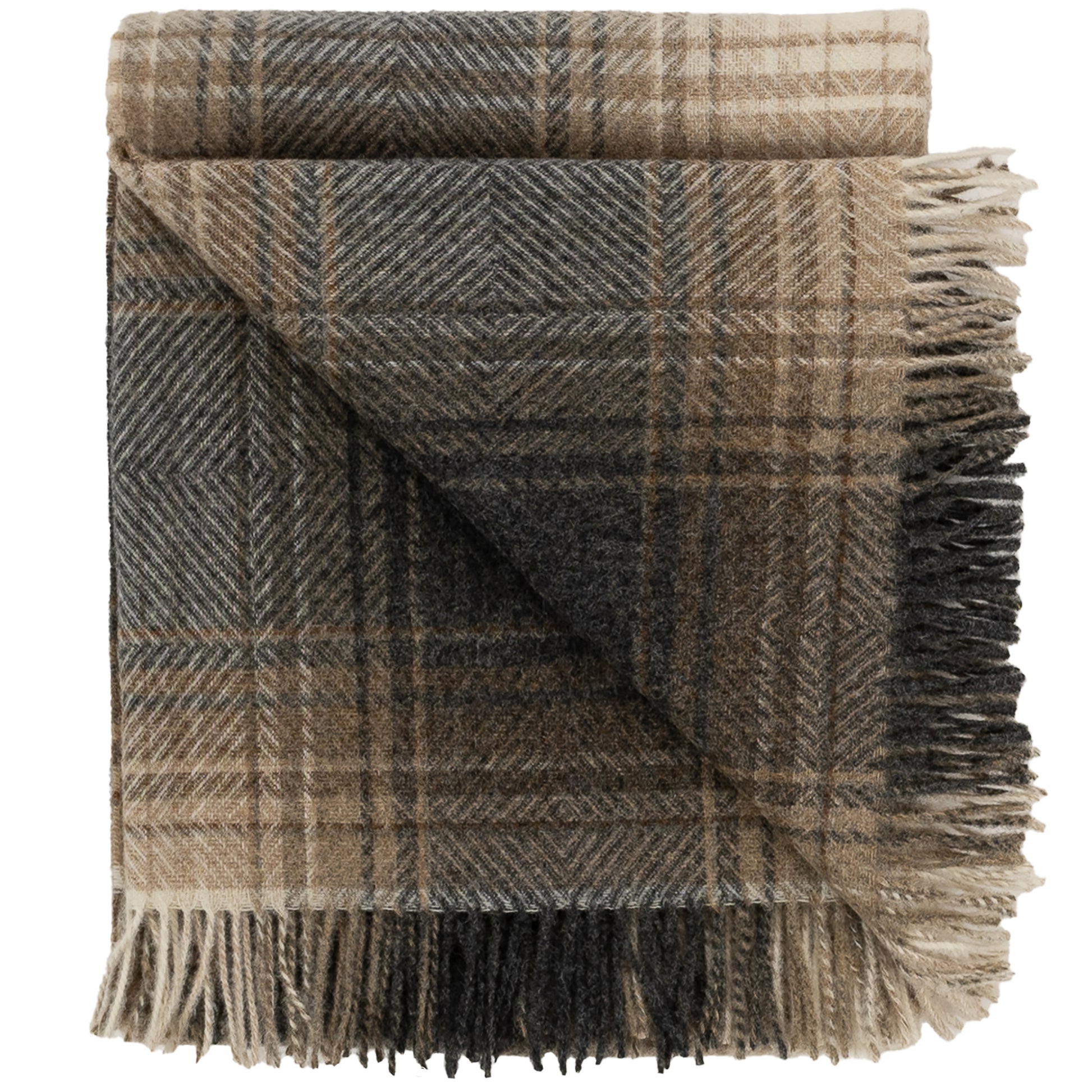 Highland Tweeds Shetland Lambswool Ombre Throw (Natural) Available 4/25-Throws and Blankets-[bar code]-Prince of Scots