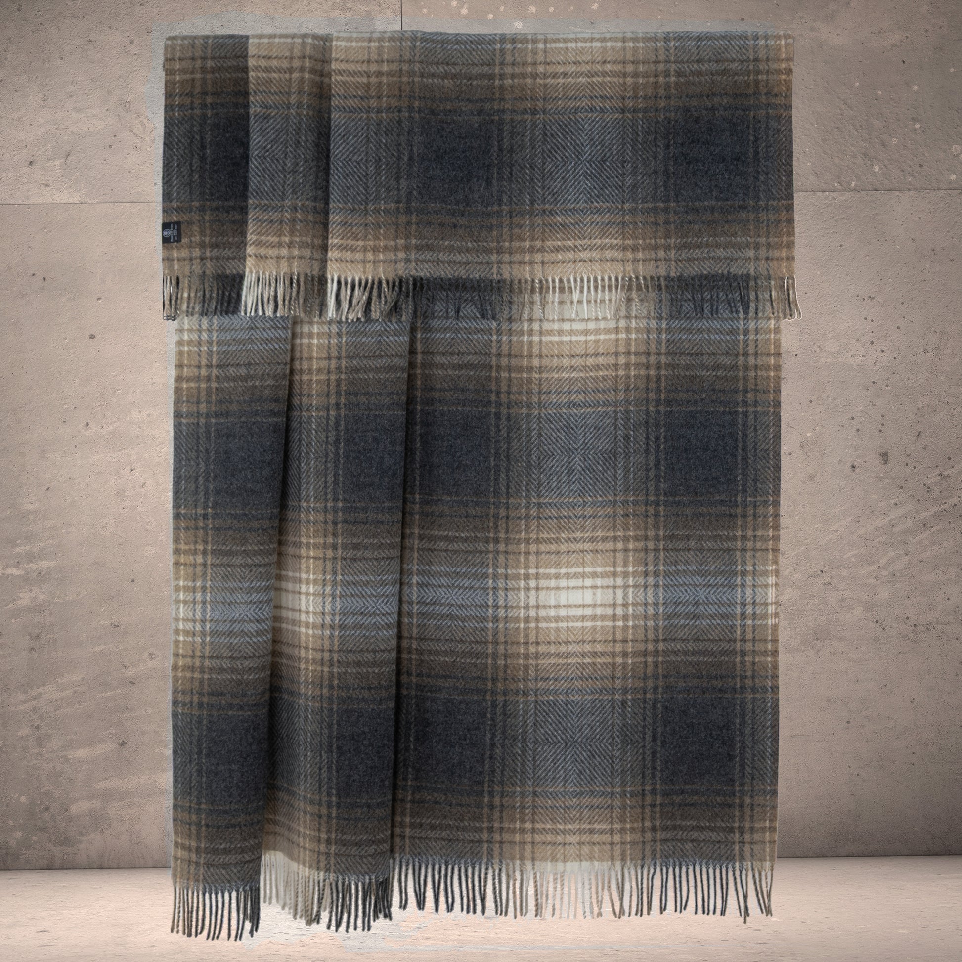Highland Tweeds Shetland Lambswool Ombre Throw (Natural)  Throws and Blankets-[bar code]-Prince of Scots