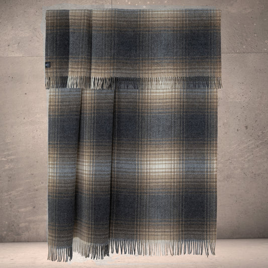 Highland Tweeds Shetland Lambswool Ombre Throw (Natural)  Throws and Blankets-[bar code]-Prince of Scots