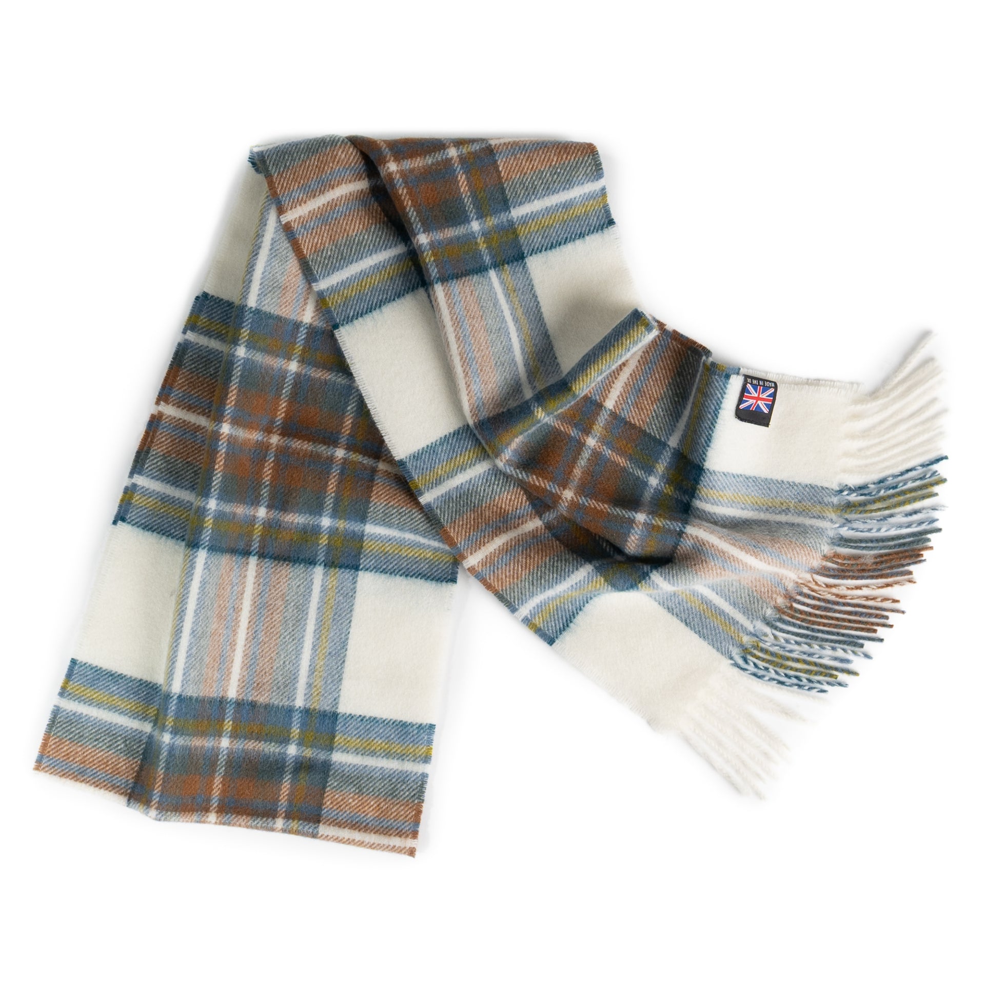 Prince of Scots Merino Lambswool Tartan Scarf (Muted Blue Dress Stewart)