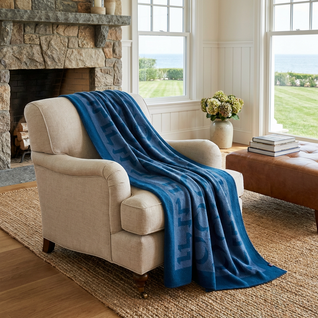 Prince of Scots Merino Wool Fleece Throw ~ Blue Expletive ~-Throws and Blankets-[bar code]-Prince of Scots