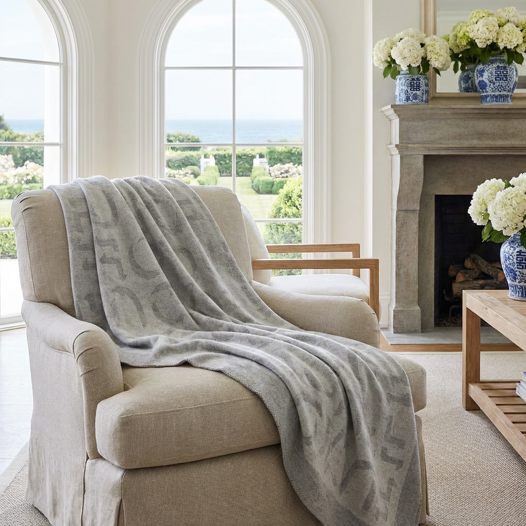 Prince of Scots Merino Wool Fleece Throw ~ Natural Expletive ~-Throws and Blankets-[bar code]-Prince of Scots