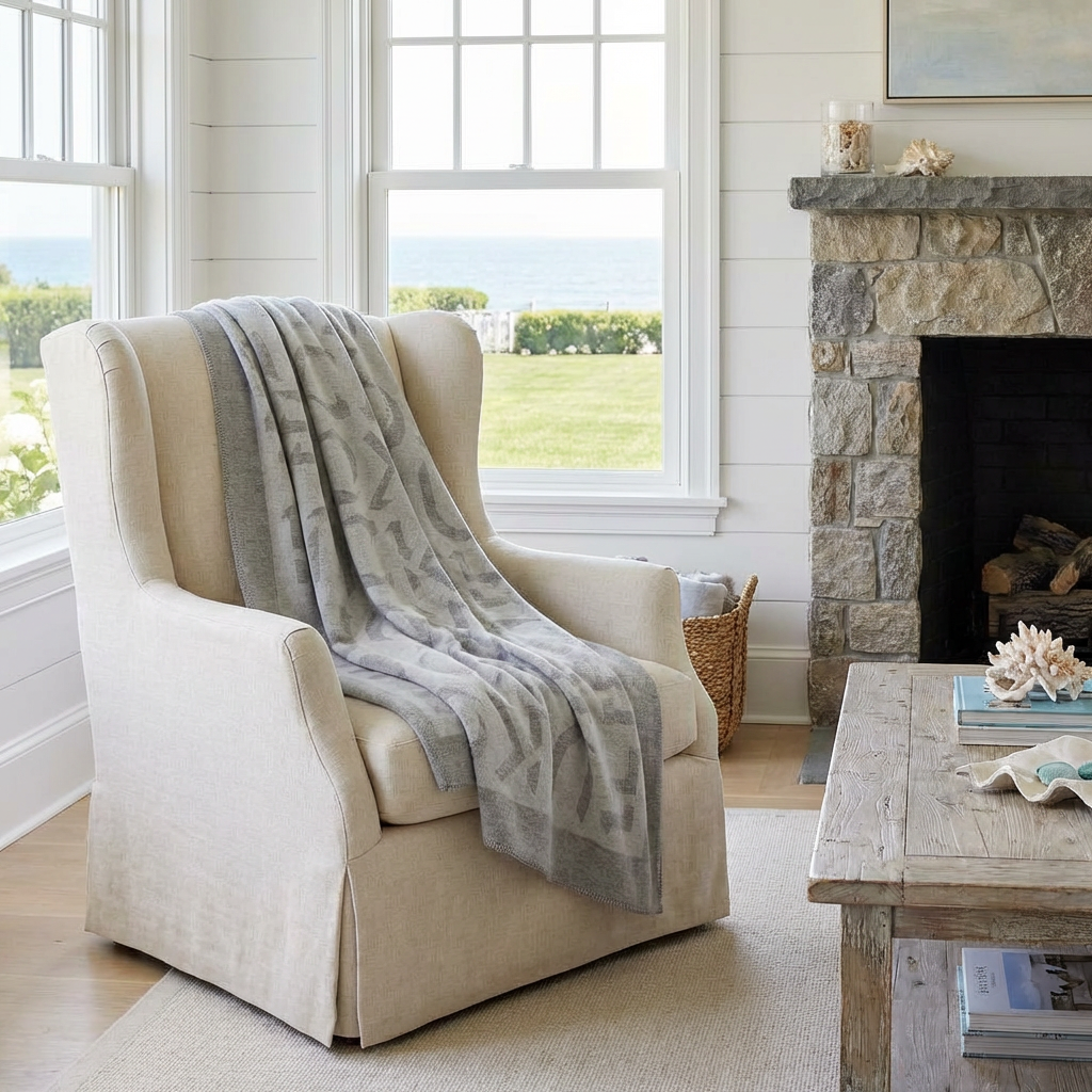 Prince of Scots Merino Wool Fleece Throw ~ Natural Expletive ~-Throws and Blankets-[bar code]-Prince of Scots