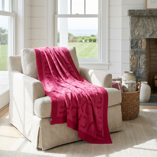 Prince of Scots Merino Wool Fleece Throw ~ Pink Expletive ~-Throws and Blankets-[bar code]-Prince of Scots