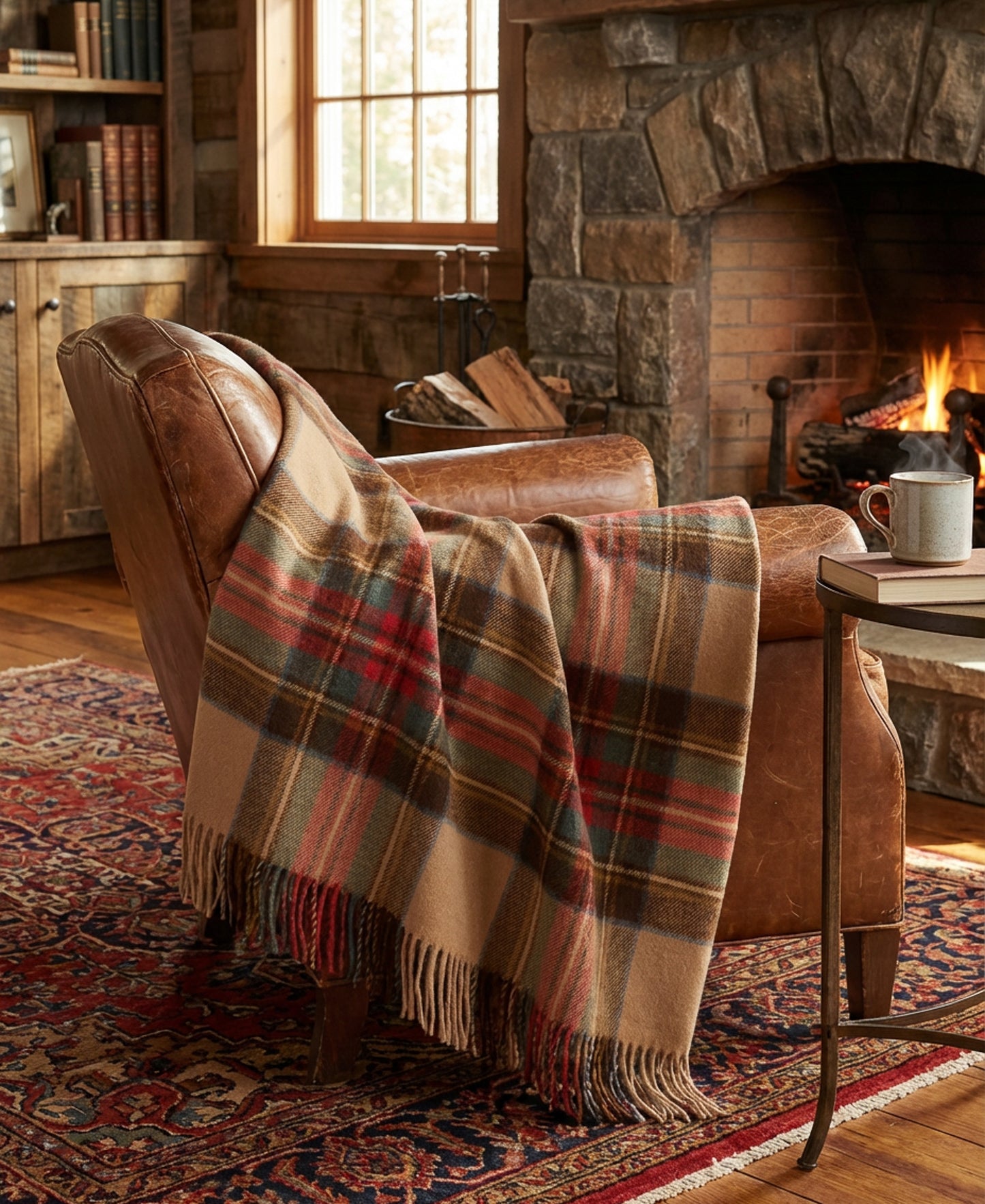 Prince of Scots Merino Wool Throw ~ Antique Dress Stewart ~-Throws and Blankets-[bar code]-Prince of Scots