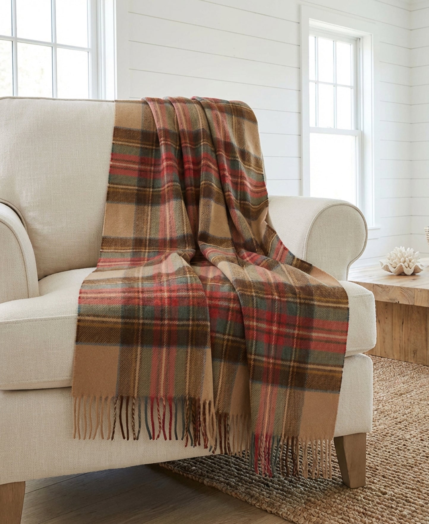 Prince of Scots Merino Wool Throw ~ Antique Dress Stewart ~-Throws and Blankets-[bar code]-Prince of Scots