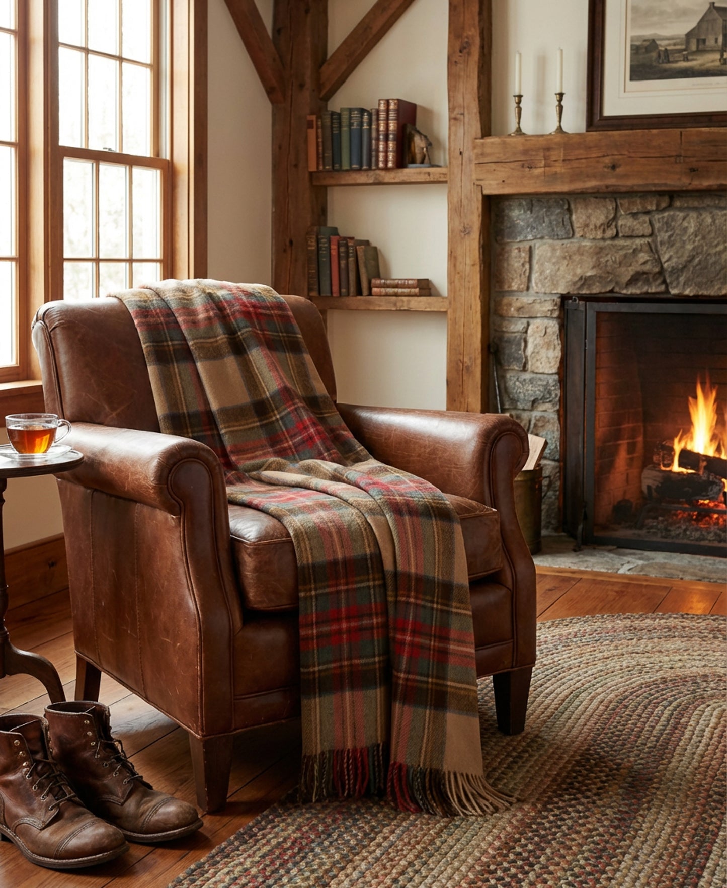 Prince of Scots Merino Wool Throw ~ Antique Dress Stewart ~-Throws and Blankets-[bar code]-Prince of Scots