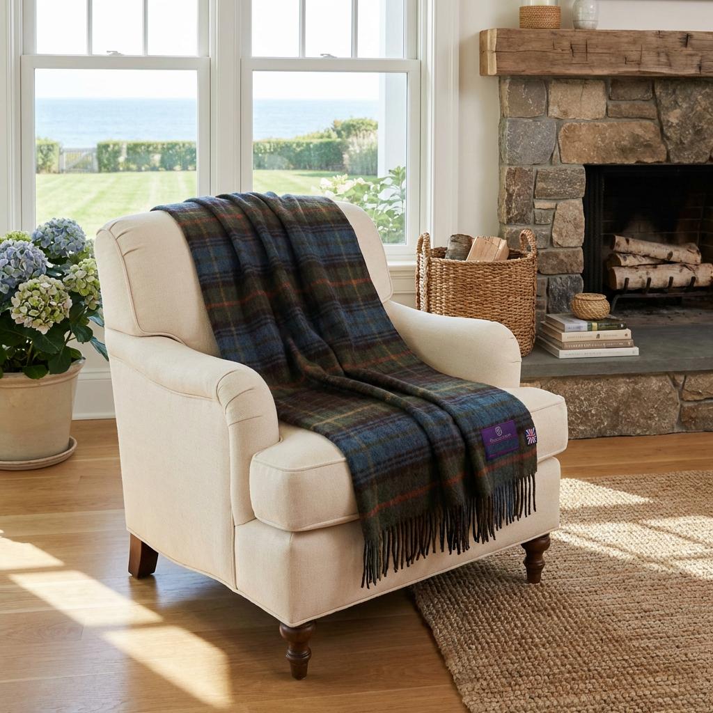 Prince of Scots Merino Wool Throw ~ Antique Hunting Stewart ~-Throws and Blankets-[bar code]-Prince of Scots