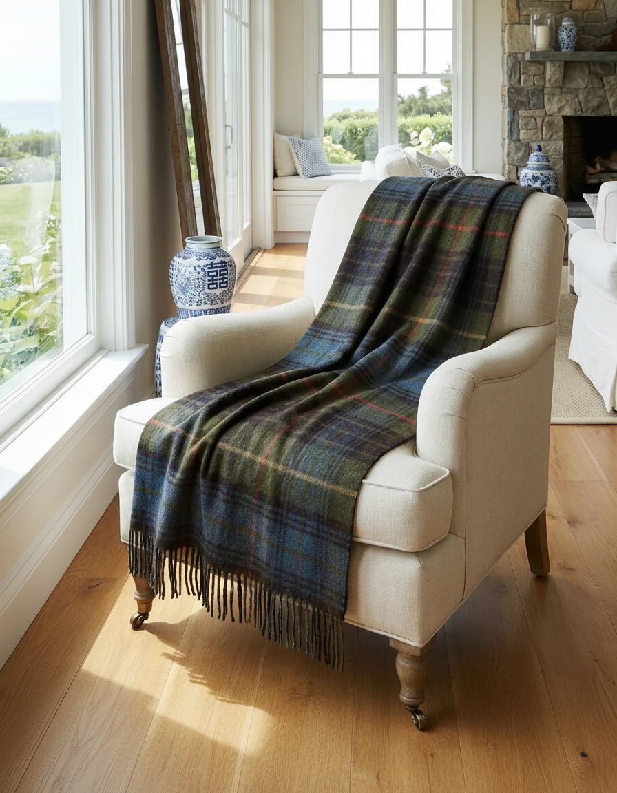 Prince of Scots Merino Wool Throw ~ Antique Hunting Stewart ~-Throws and Blankets-[bar code]-Prince of Scots