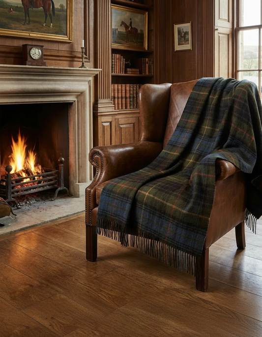 Prince of Scots Merino Wool Throw ~ Antique Hunting Stewart ~-Throws and Blankets-[bar code]-Prince of Scots