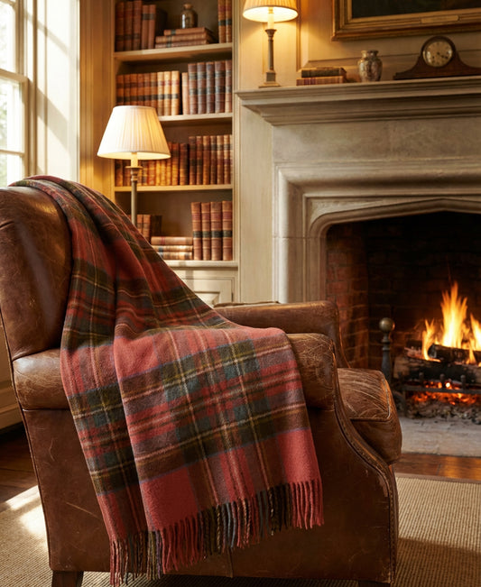 Prince of Scots Merino Wool Throw ~ Antique Royal Stewart ~-Throws and Blankets-[bar code]-Prince of Scots