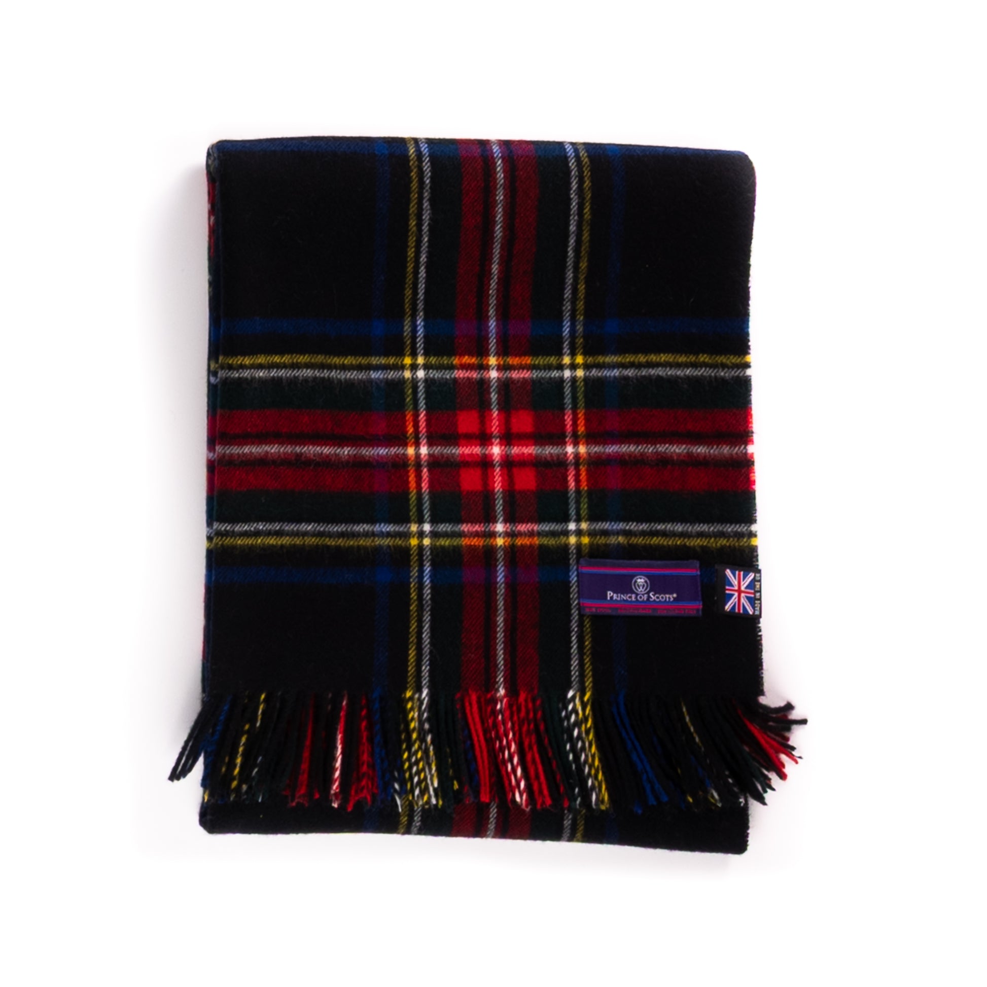 Prince of Scots Merino Wool Throw ~ Black Stewart ~-Throws and Blankets-[bar code]-Prince of Scots