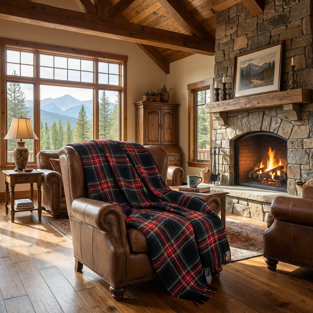 Prince of Scots Merino Wool Throw ~ Black Stewart ~-Throws and Blankets-[bar code]-Prince of Scots