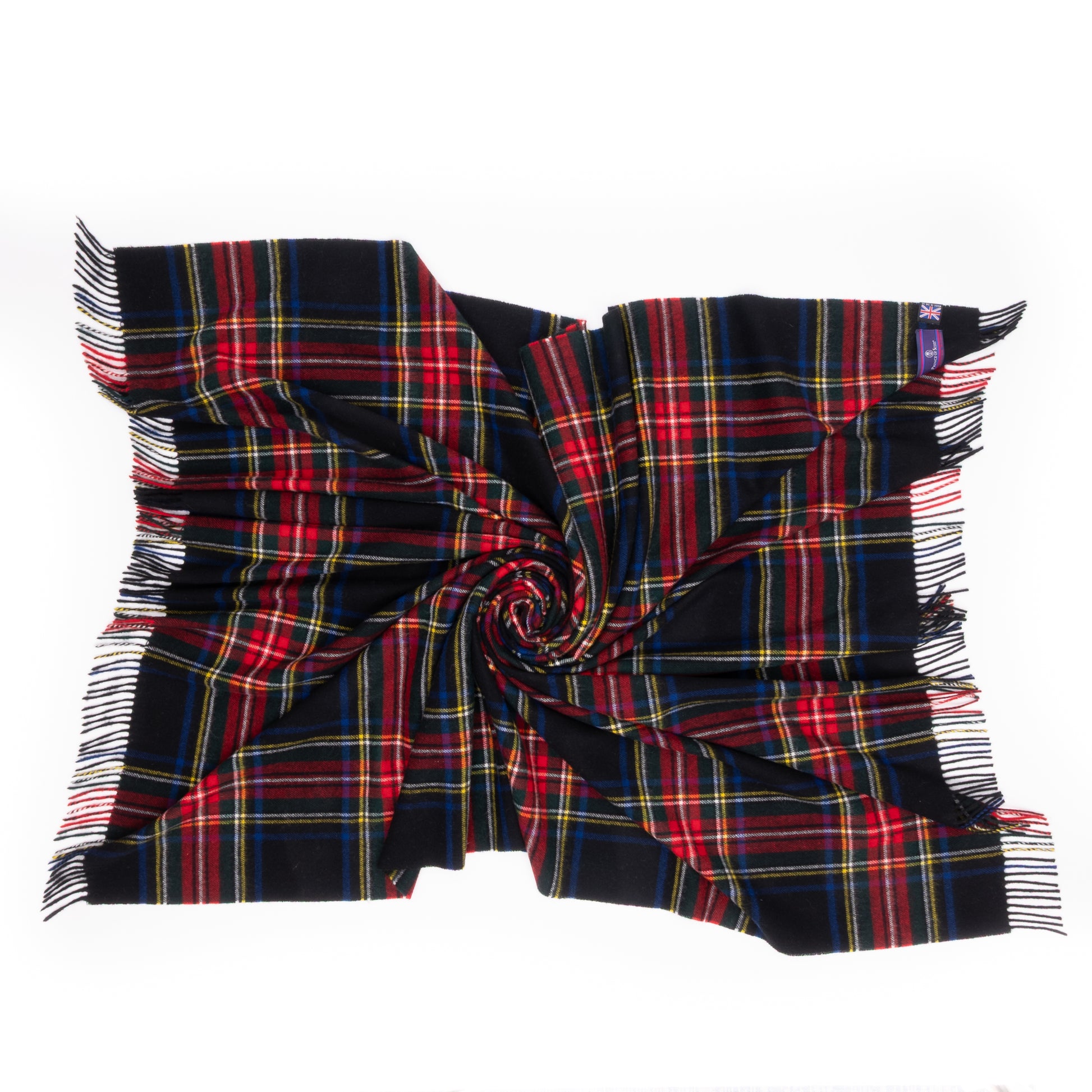 Prince of Scots Merino Wool Throw ~ Black Stewart ~-Throws and Blankets-[bar code]-Prince of Scots
