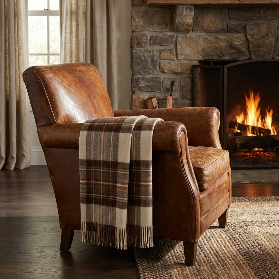 Prince of Scots Merino Wool Throw ~ Natural Dress Stewart ~-Throws and Blankets-[bar code]-Prince of Scots