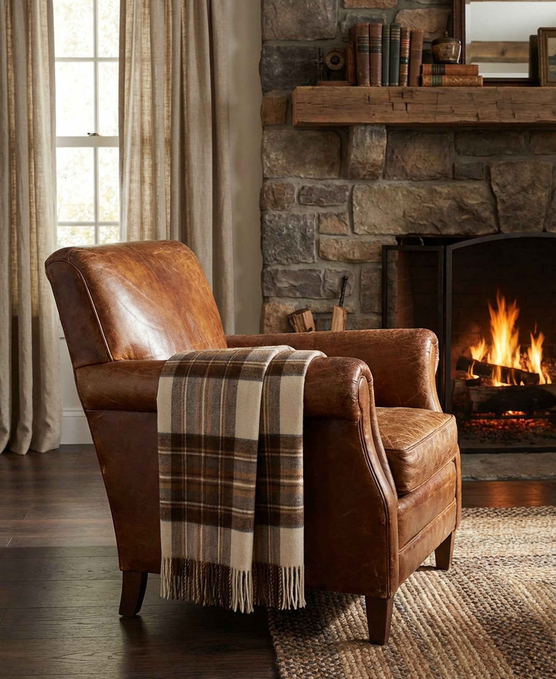 Prince of Scots Merino Wool Throw ~ Natural Dress Stewart ~-Throws and Blankets-[bar code]-Prince of Scots