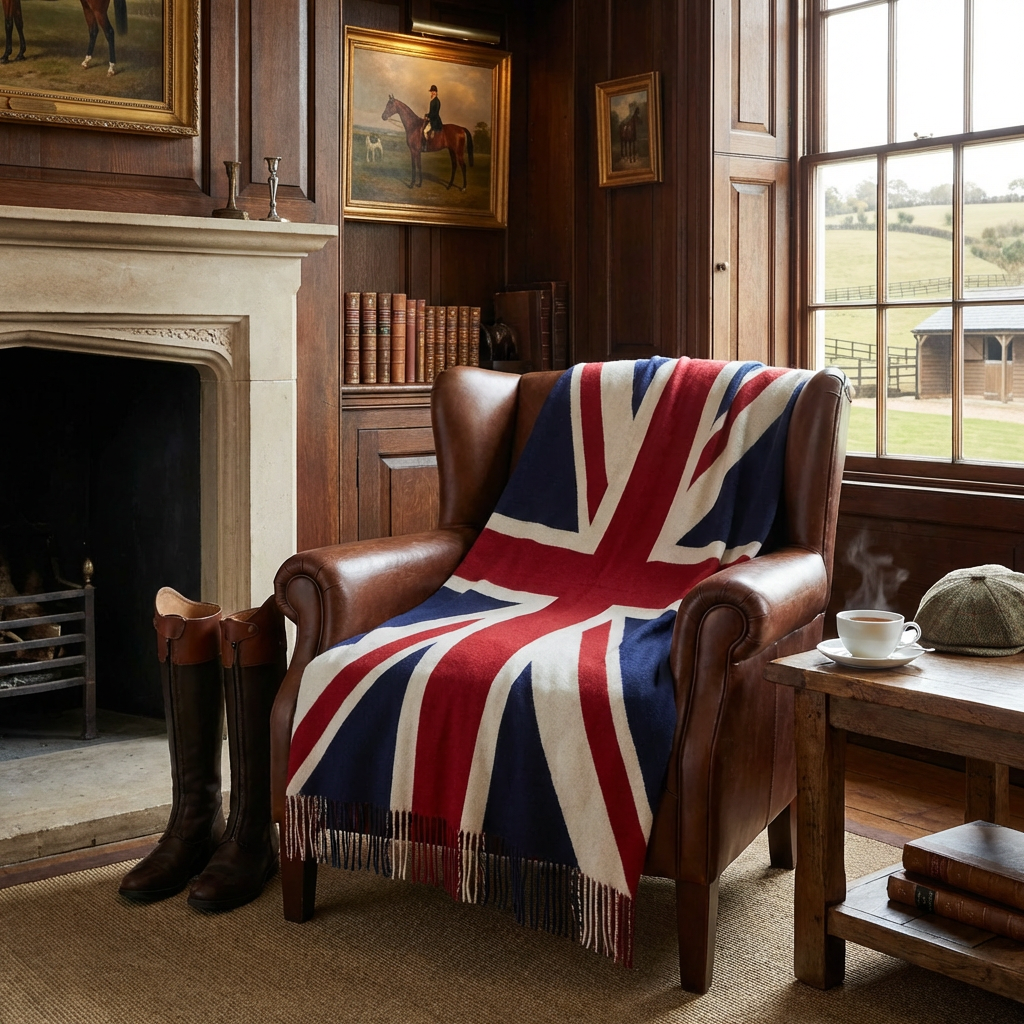 Prince of Scots Union Jack Merino Wool Throw-Throws and Blankets-[bar code]-Prince of Scots