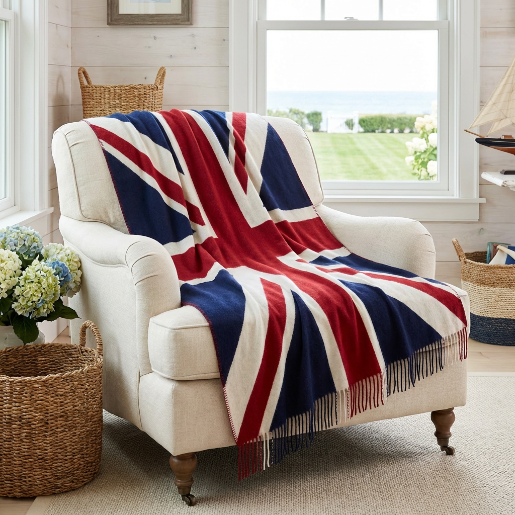 Prince of Scots Union Jack Merino Wool Throw-Throws and Blankets-[bar code]-Prince of Scots