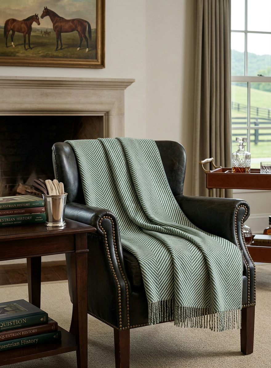 RACING GREEN HERRINGBONE WOOL THROW | HIGHLAND TWEEDS® — MADE IN SCOTLAND