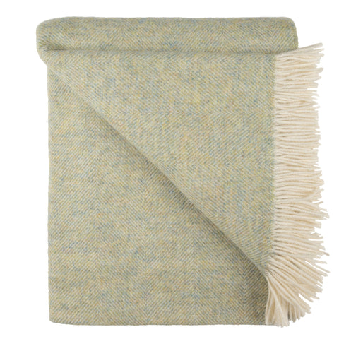 SOUTHAMPTON HOME Wool Herringbone Throw (Meadow)-Throws and Blankets-[bar code]-Q028001-33-Prince of Scots