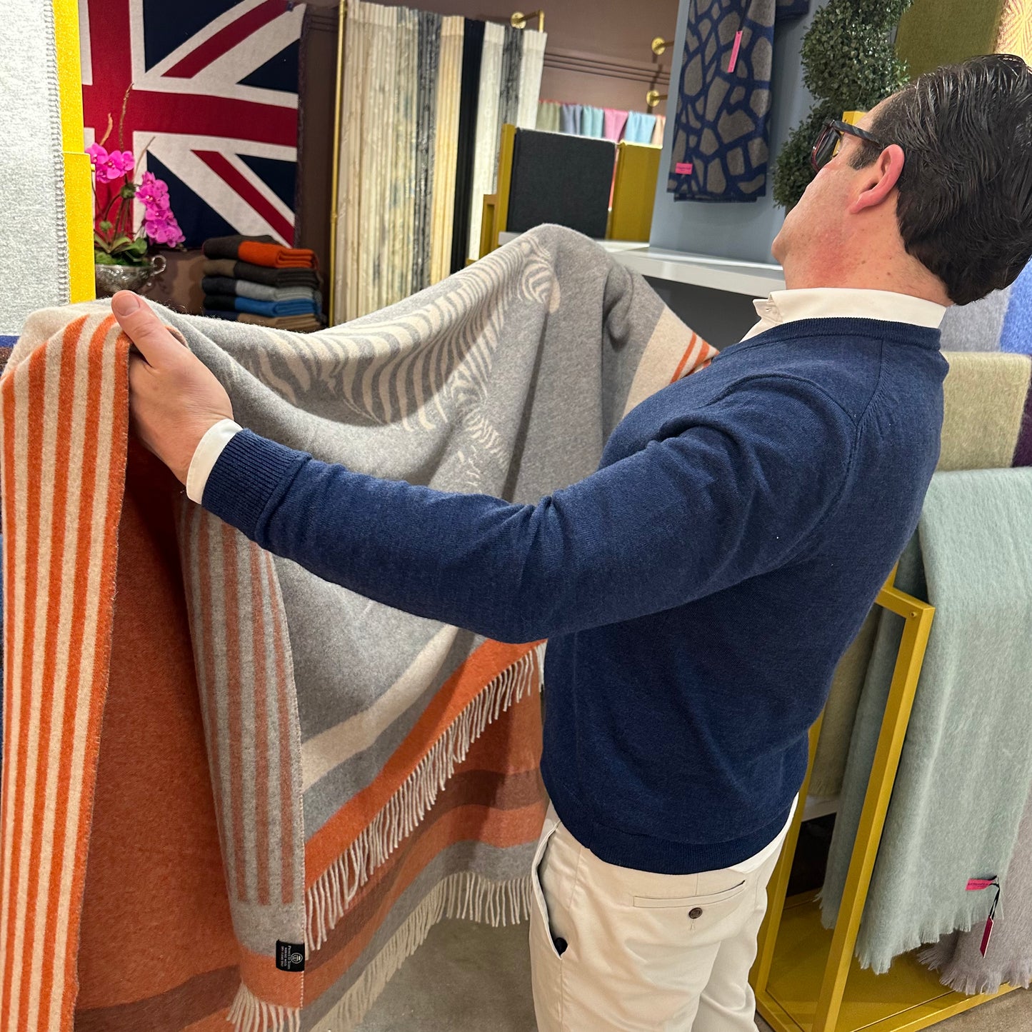 Savanna Equestrian Reversible Throw – Extra-Fine Italian Merino Wool | 56" x 72" (Available 9/15)-Throws and Blankets-[bar code]-Prince of Scots