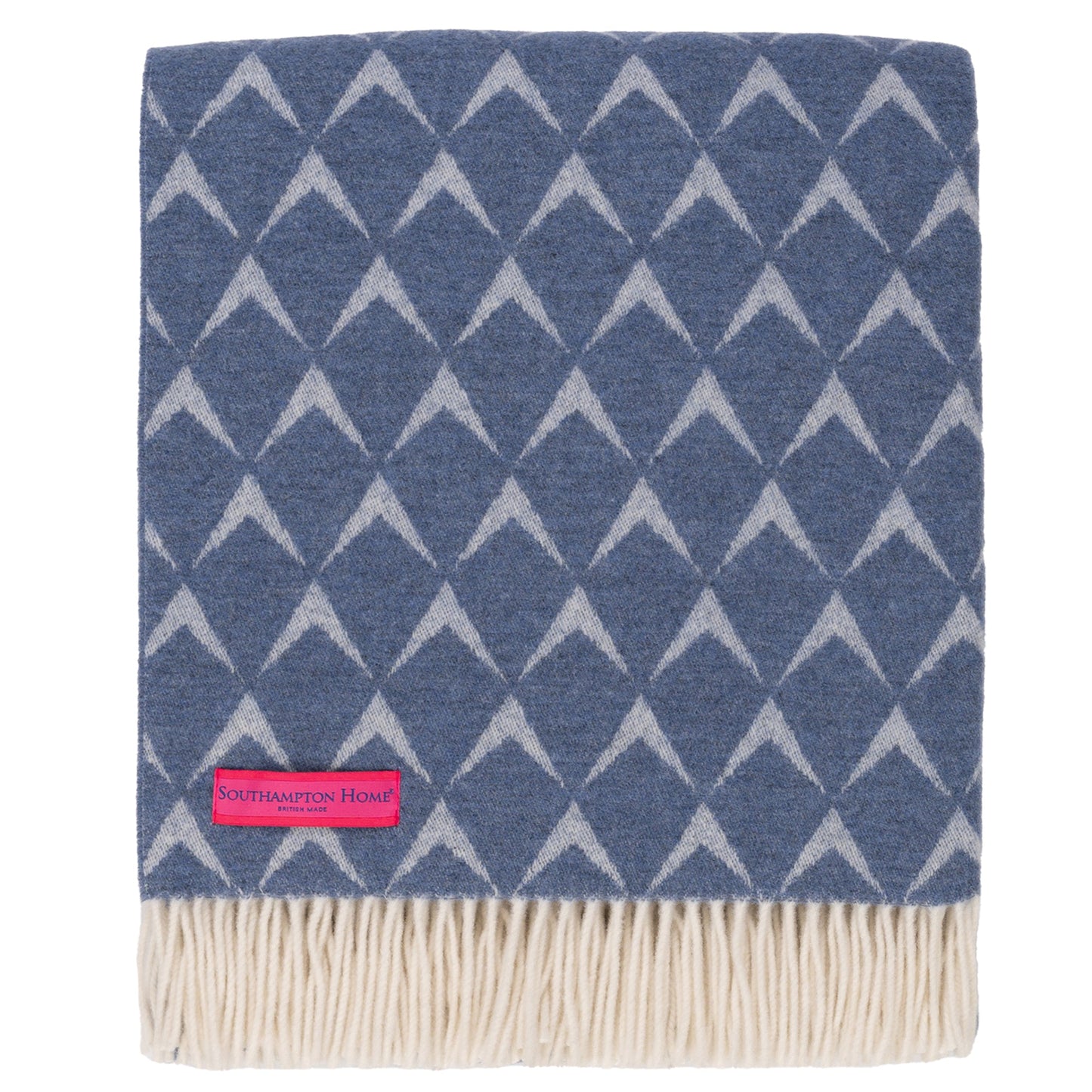 Southampton Home Chevron Merino Fleece Throw ~ Blue ~-Blankets-[bar code]-PloverBlue-Prince of Scots