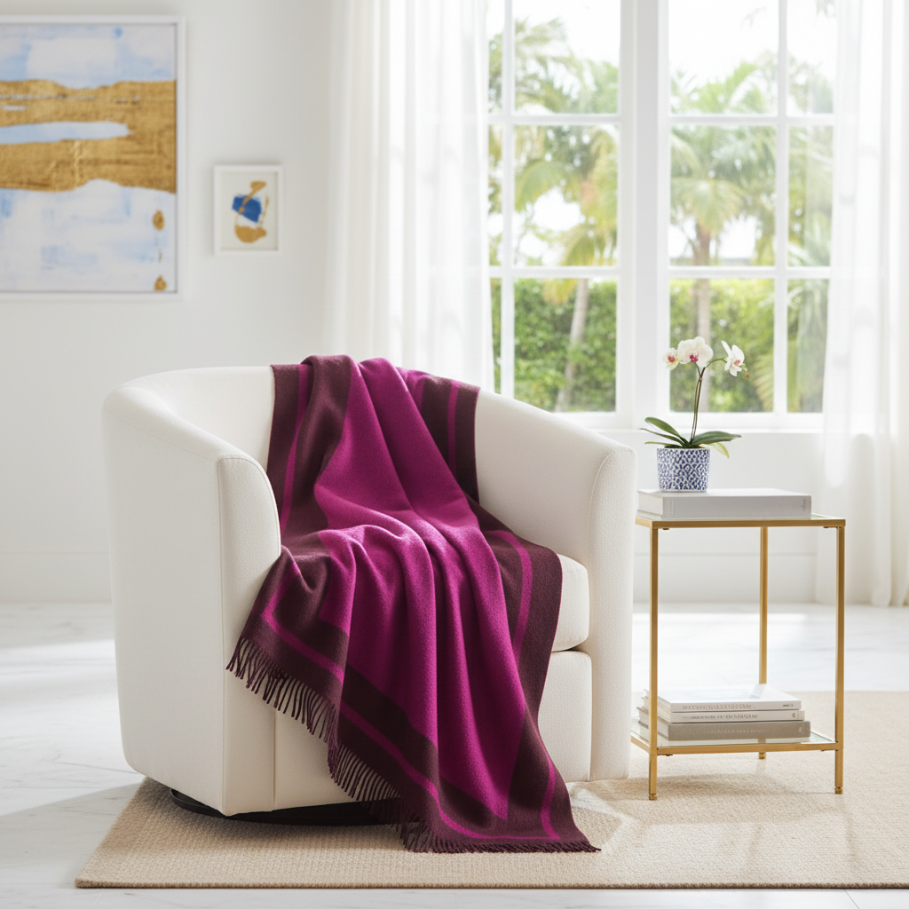 Southampton Home Double-Faced Border Throw 60" X 74" Magenta-Blankets-[bar code]-Prince of Scots
