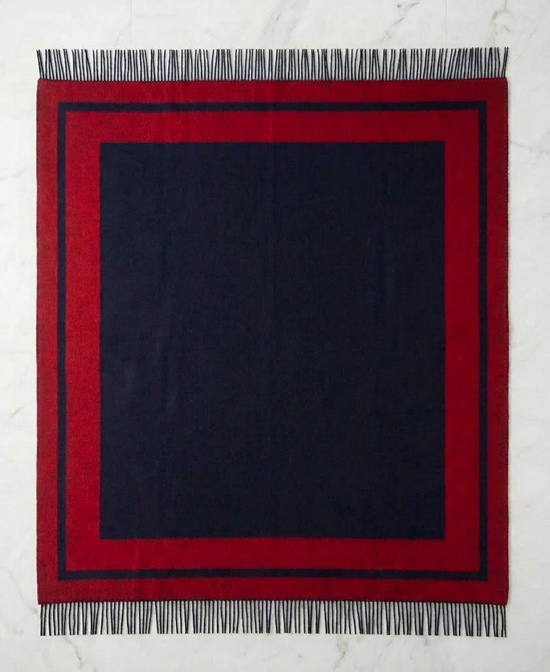 Southampton Home Double-Faced Border Throw 60" X 74" Navy/Red-Blankets-[bar code]-Prince of Scots