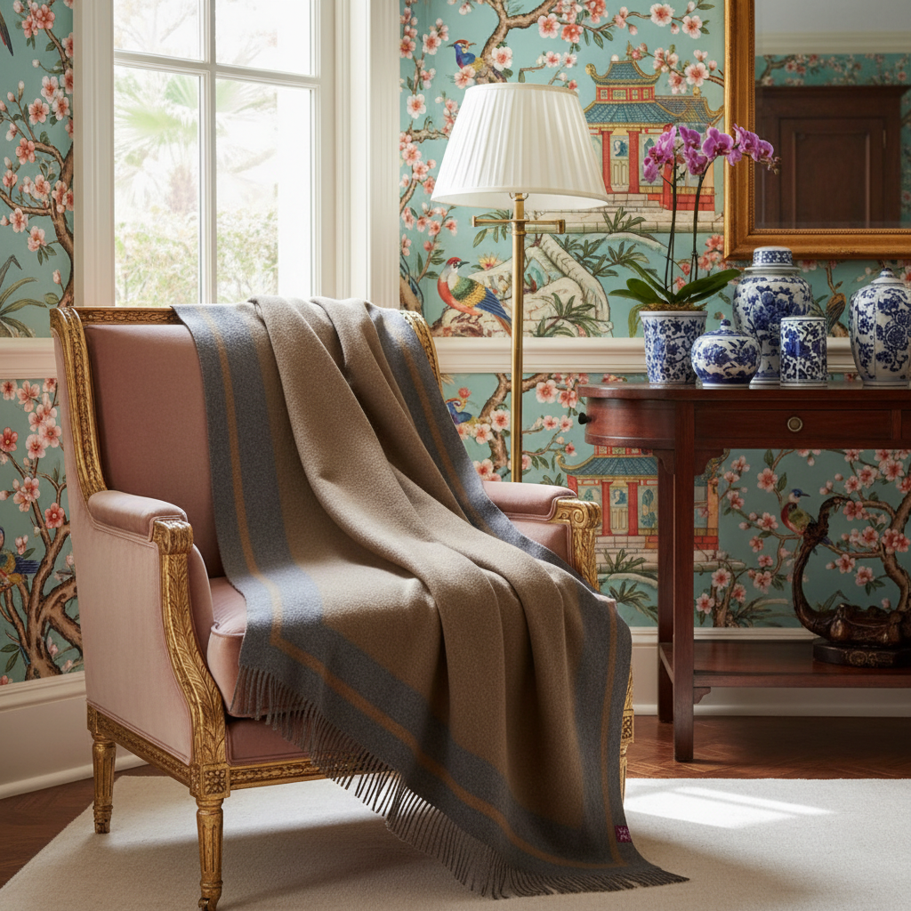Southampton Home Double-Faced Border Throw 60" X 74" Steel-Blankets-[bar code]-Prince of Scots