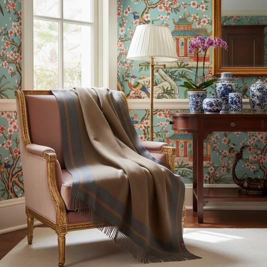 Southampton Home Double-Faced Border Throw 60" X 74" Steel-Blankets-[bar code]-Prince of Scots