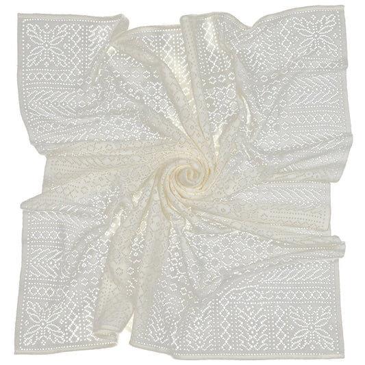 Southampton Home Lace Weave Baby Shawl ~ Ivory ~-Gifts-[bar code]-Prince of Scots