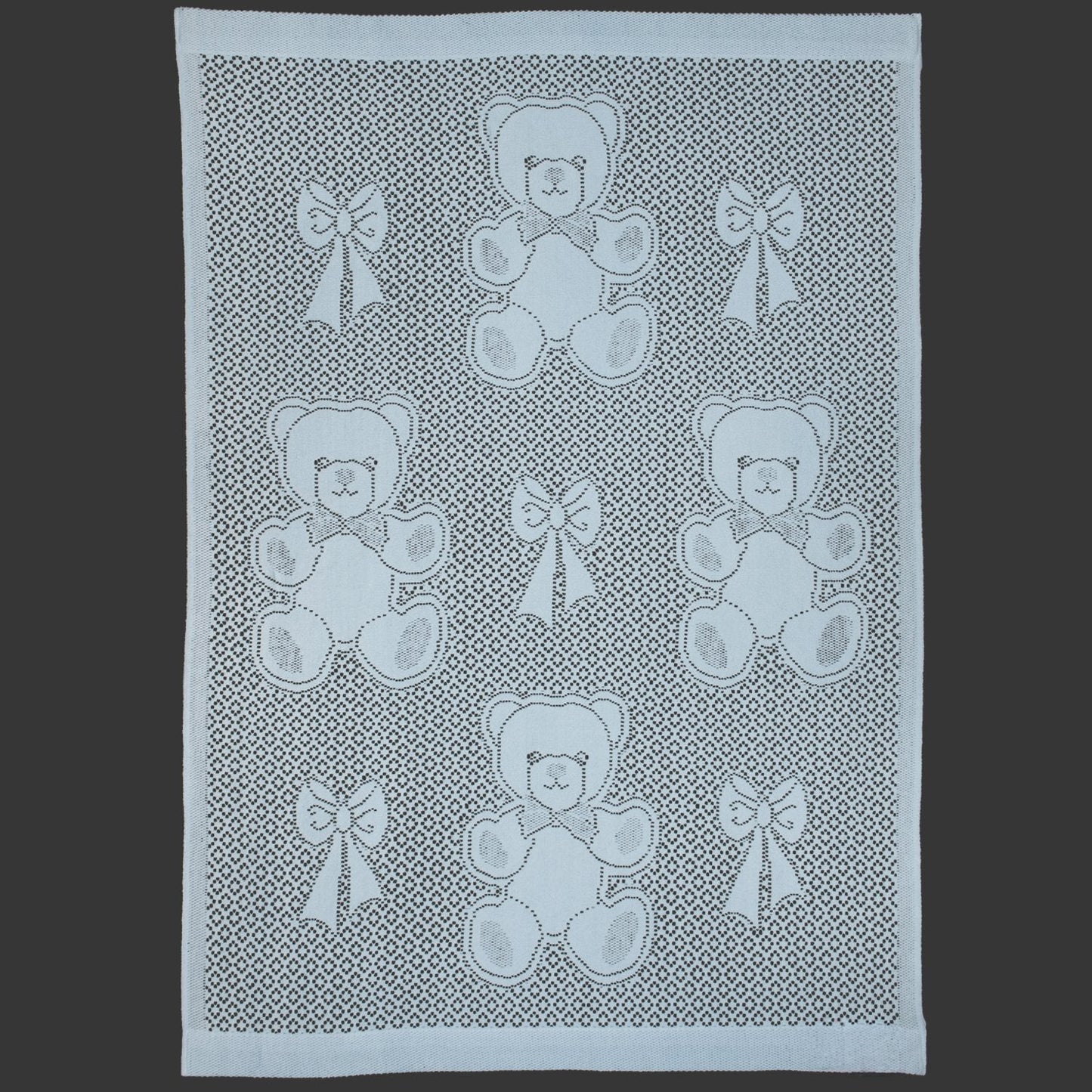 Southampton Home Lace Weave Bears & Bows Baby Blanket ~ Blue ~-Gifts-[bar code]-Prince of Scots
