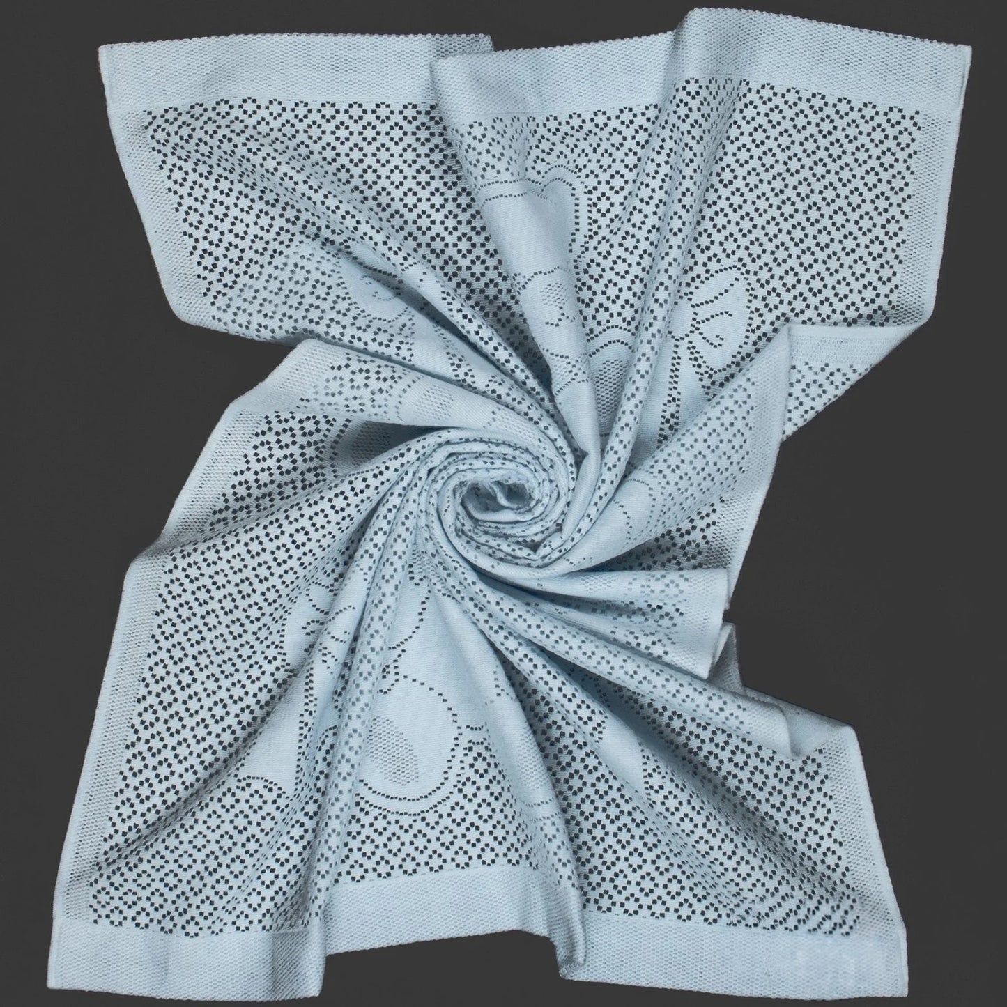 Southampton Home Lace Weave Bears & Bows Baby Blanket ~ Blue ~-Gifts-[bar code]-Prince of Scots