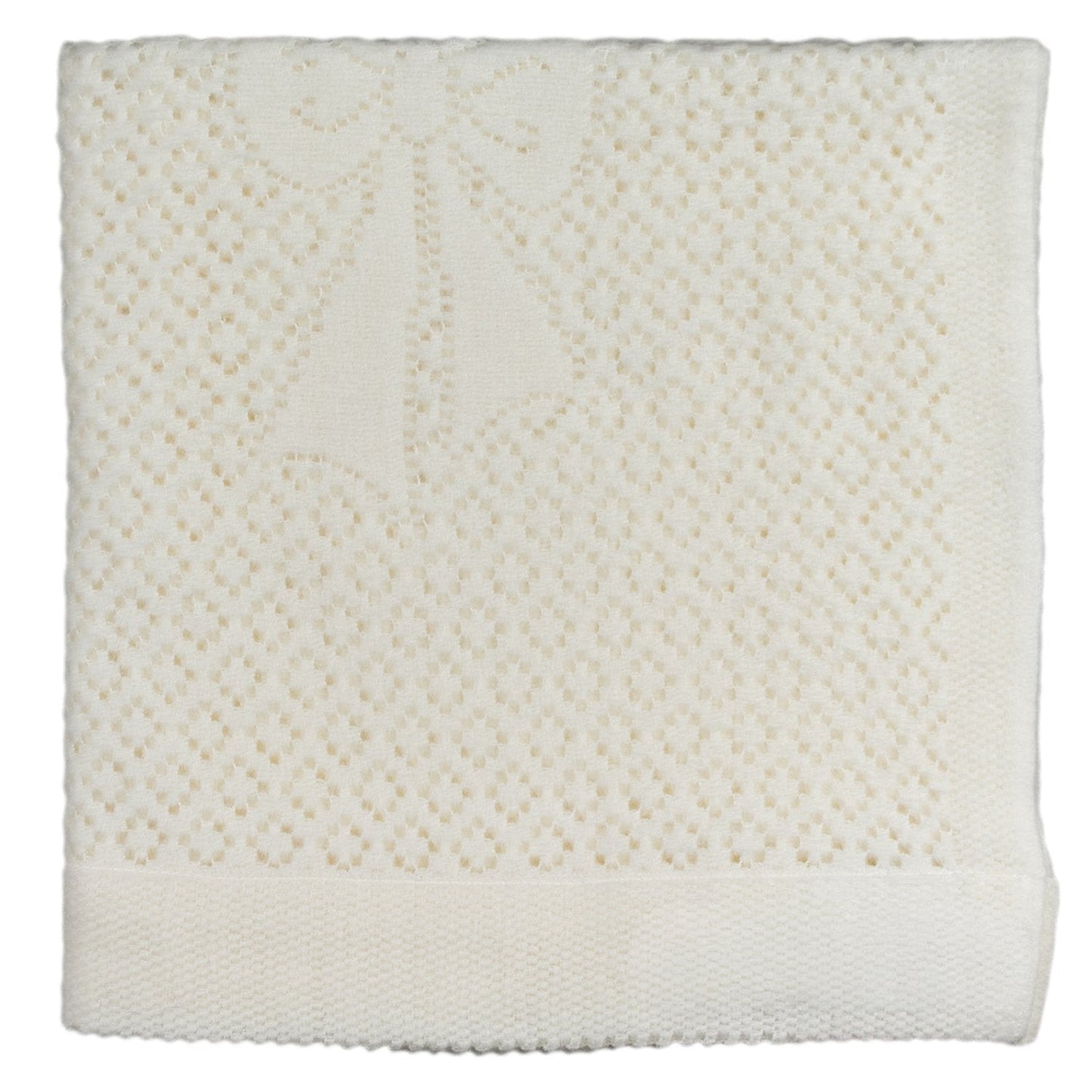 Southampton Home Lace Weave Bears & Bows Baby Blanket ~ Ivory ~-Gifts-[bar code]-Prince of Scots