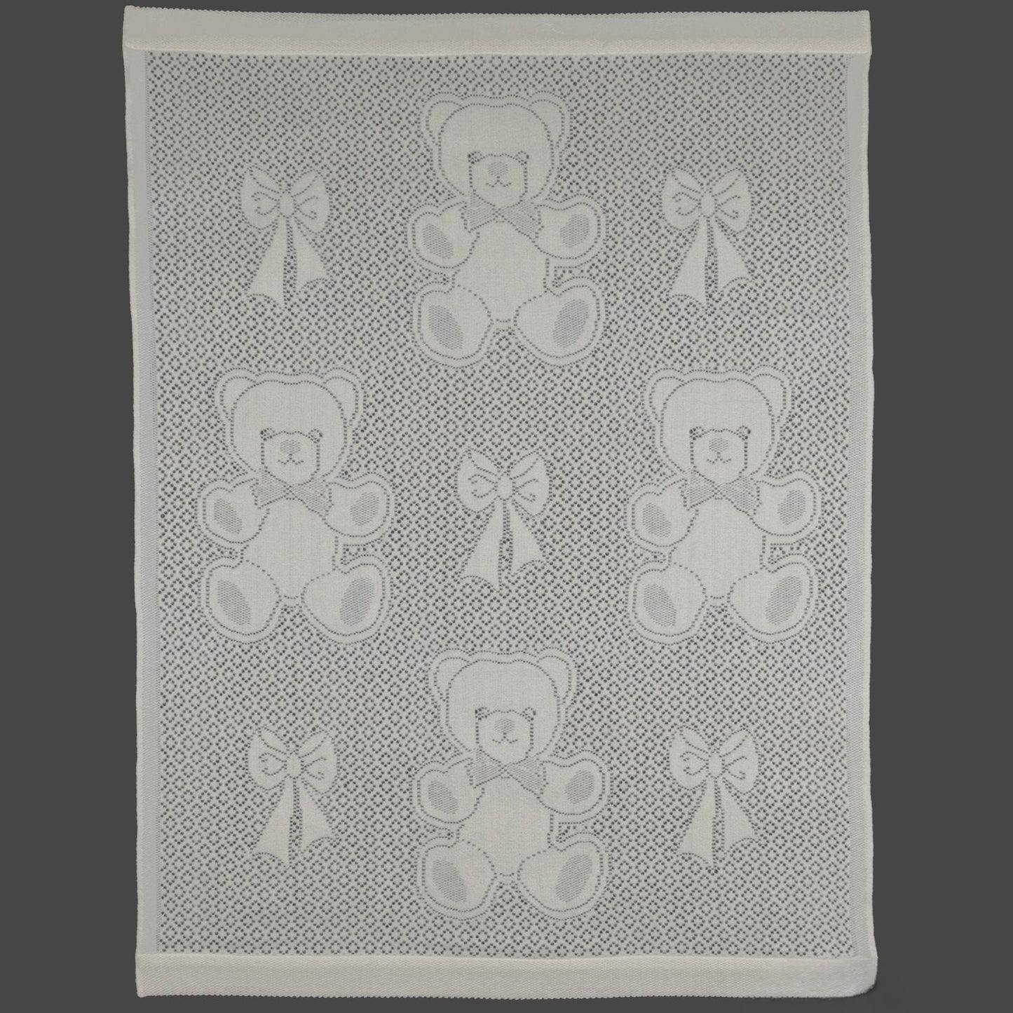 Southampton Home Lace Weave Bears & Bows Baby Blanket ~ Ivory ~-Gifts-[bar code]-Prince of Scots