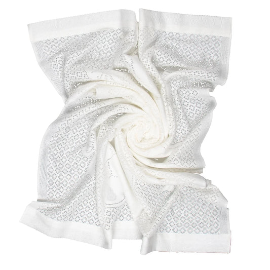Southampton Home Lace Weave Bears & Bows Baby Blanket ~ White ~-Gifts-[bar code]-Prince of Scots