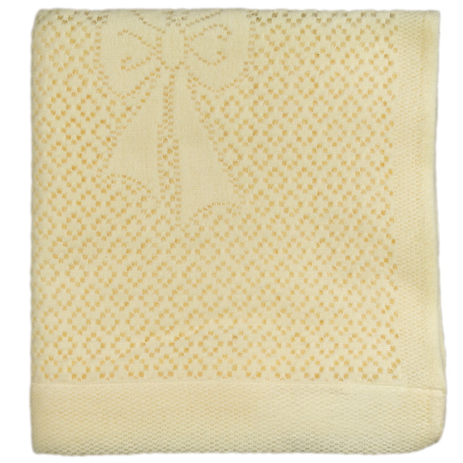Southampton Home Lace Weave Bears & Bows Baby Blanket ~ Yellow ~-Gifts-[bar code]-Prince of Scots
