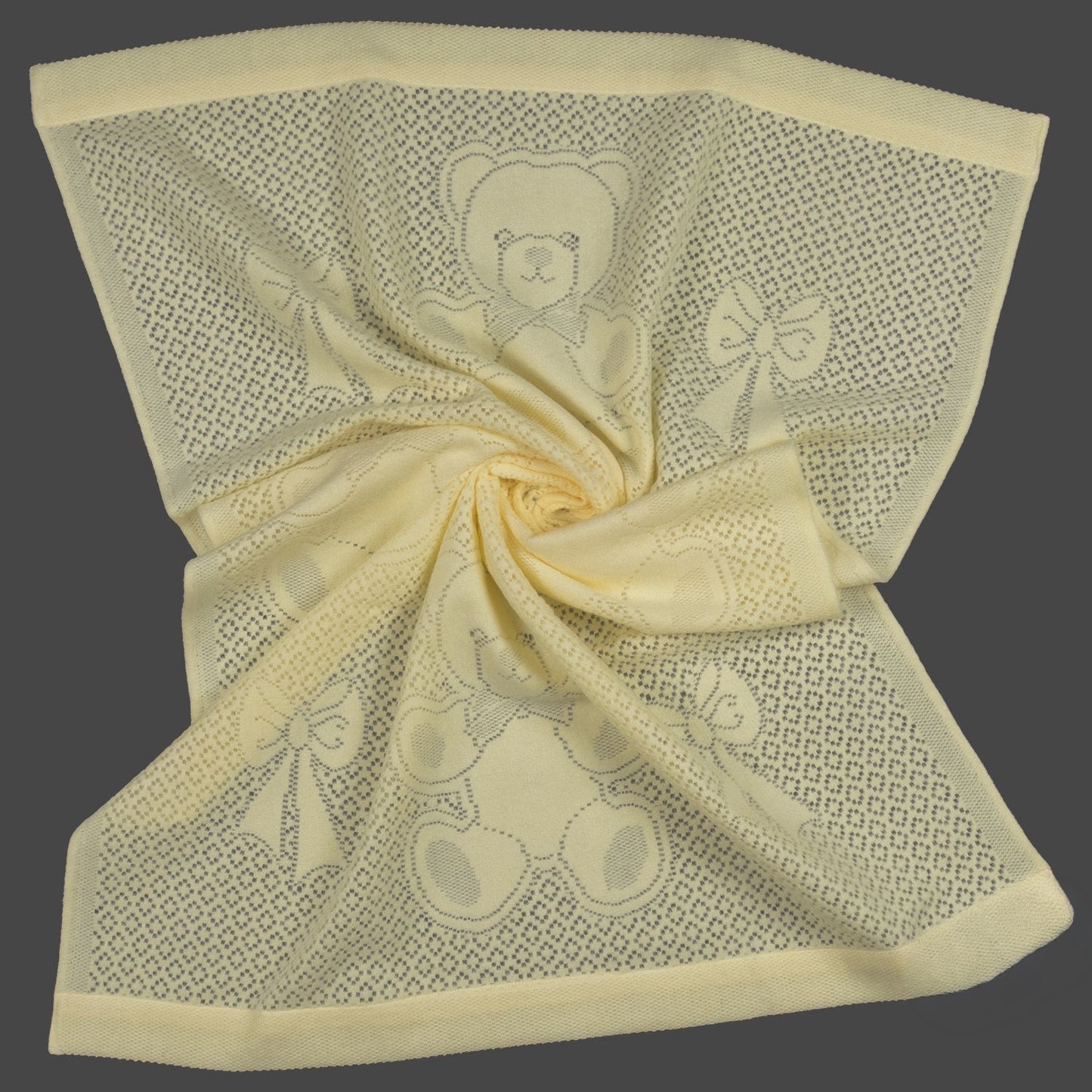 Southampton Home Lace Weave Bears & Bows Baby Blanket ~ Yellow ~-Gifts-[bar code]-Prince of Scots