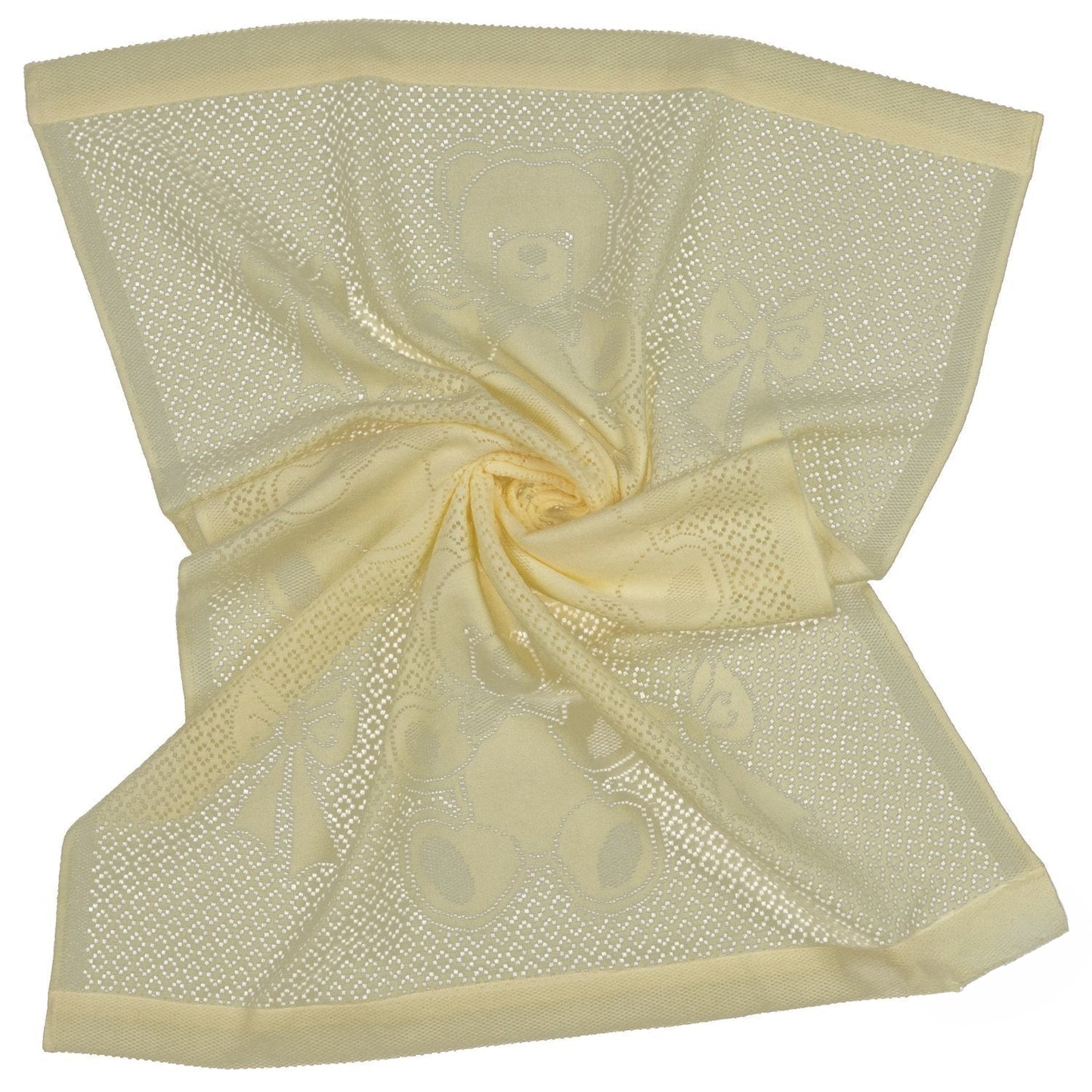Southampton Home Lace Weave Bears & Bows Baby Blanket ~ Yellow ~-Gifts-[bar code]-Prince of Scots