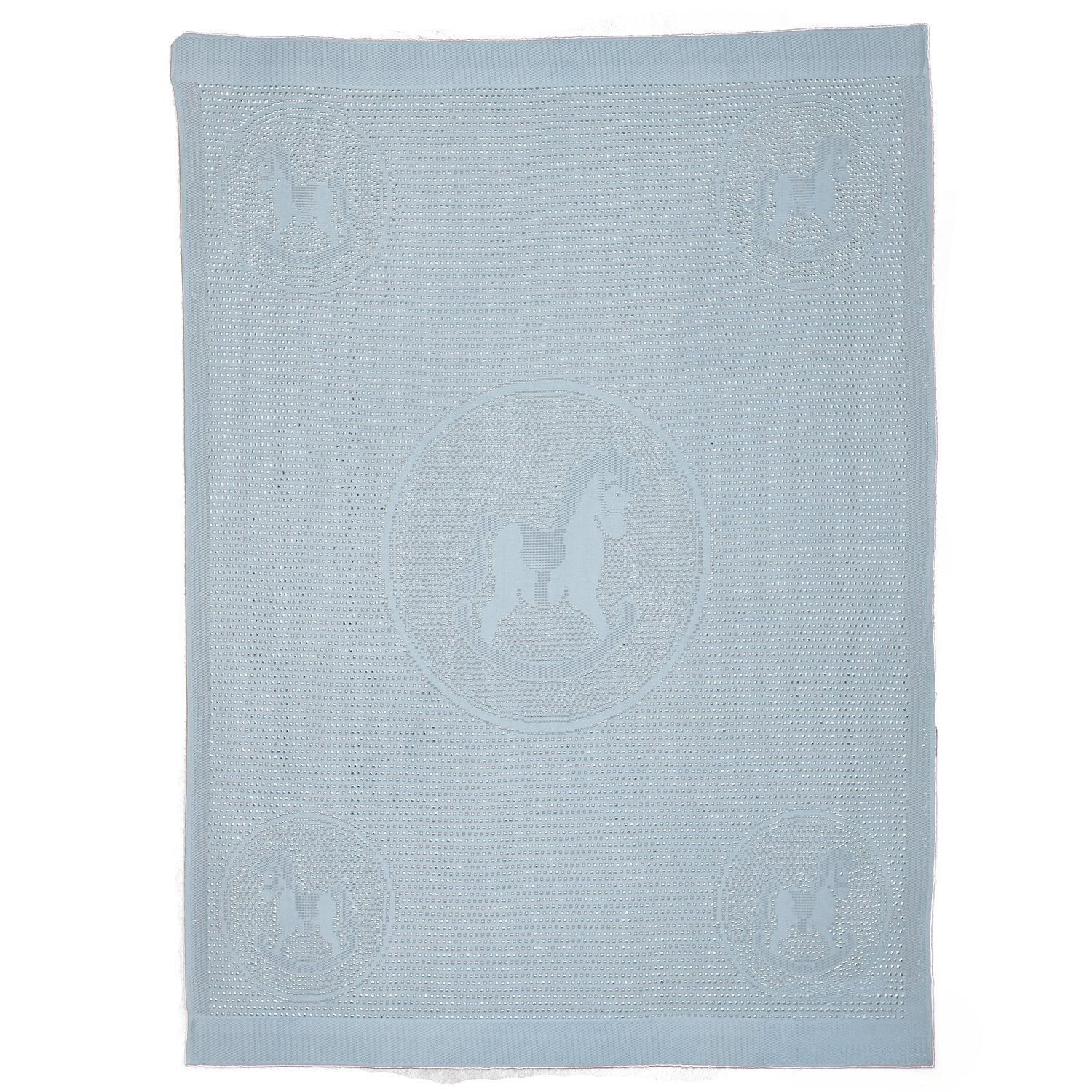 Southampton Home Lace Weave Rocking Horse Baby Blanket ~ Blue ~-Gifts-[bar code]-Prince of Scots