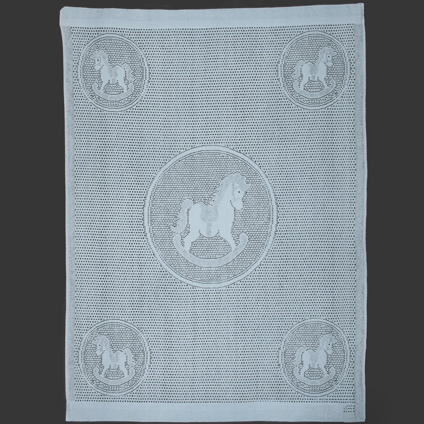 Southampton Home Lace Weave Rocking Horse Baby Blanket ~ Blue ~-Gifts-[bar code]-Prince of Scots