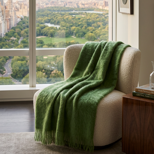 Southampton Home Luxury Mohair Throw ~ Garden Verde