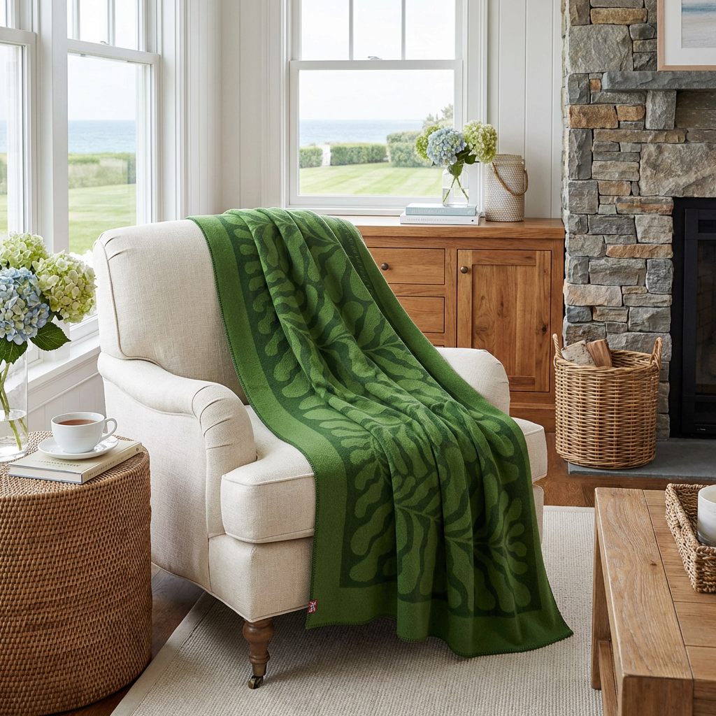 Southampton Home Merino Wool Fleece Throw ~ Leaf ~-Throws and Blankets-[bar code]-Prince of Scots