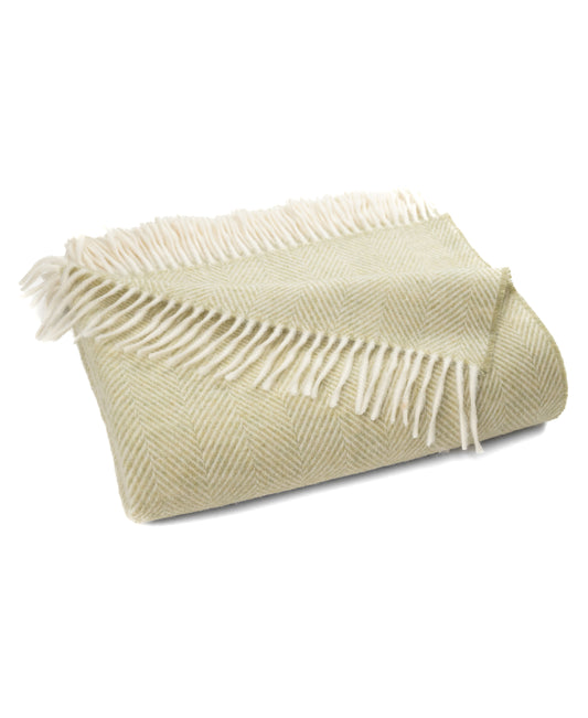 Southampton Home Merino Wool Herringbone Throw (Celery)-Throws and Blankets-[bar code]-Prince of Scots