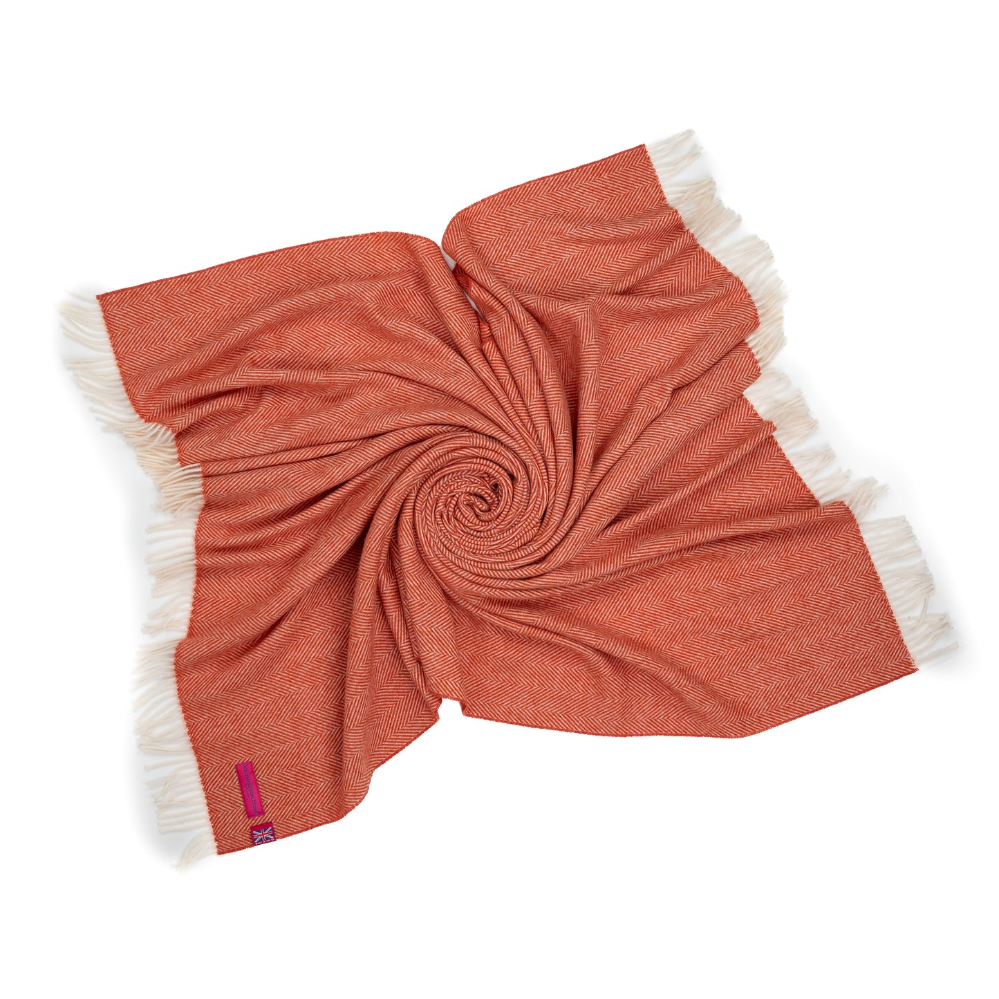 Southampton Home Merino Wool Herringbone Throw (Melon)-Throws and Blankets-[bar code]-Prince of Scots