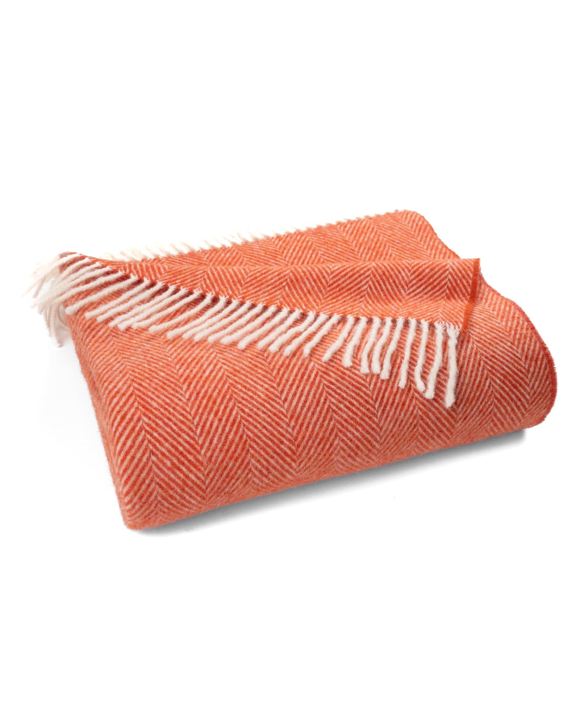 Southampton Home Merino Wool Herringbone Throw (Melon)-Throws and Blankets-[bar code]-Prince of Scots