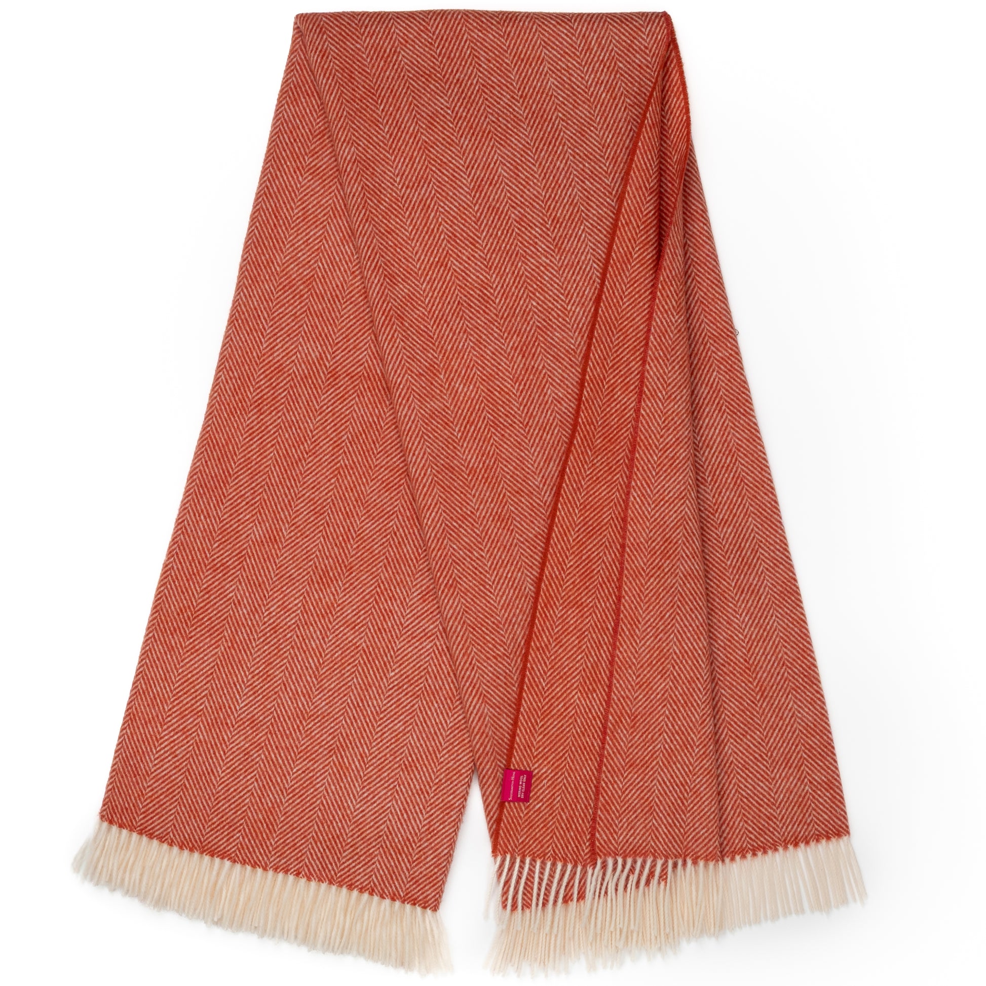 Southampton Home Merino Wool Herringbone Throw (Melon)-Throws and Blankets-[bar code]-Prince of Scots