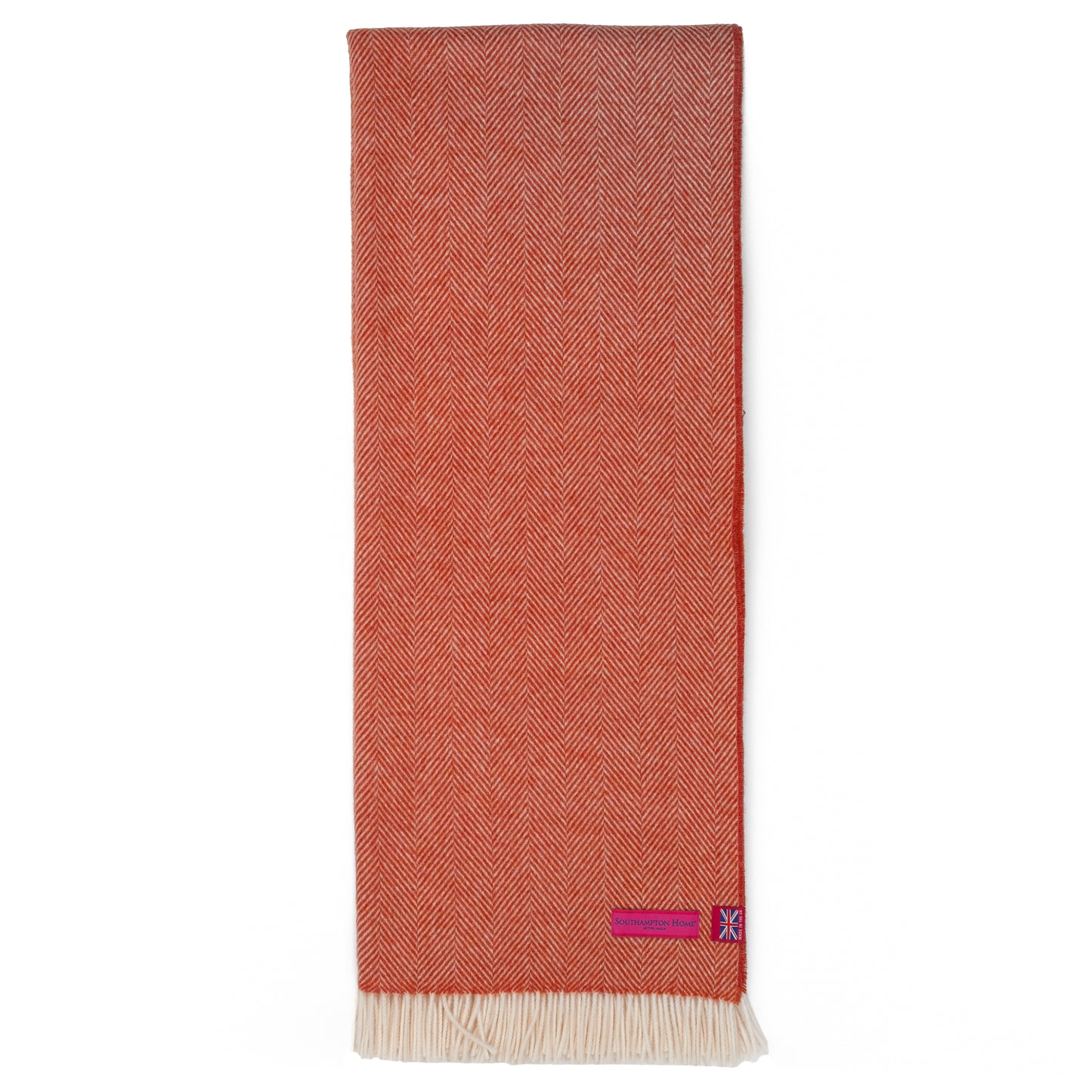 Southampton Home Merino Wool Herringbone Throw (Melon)-Throws and Blankets-[bar code]-Prince of Scots