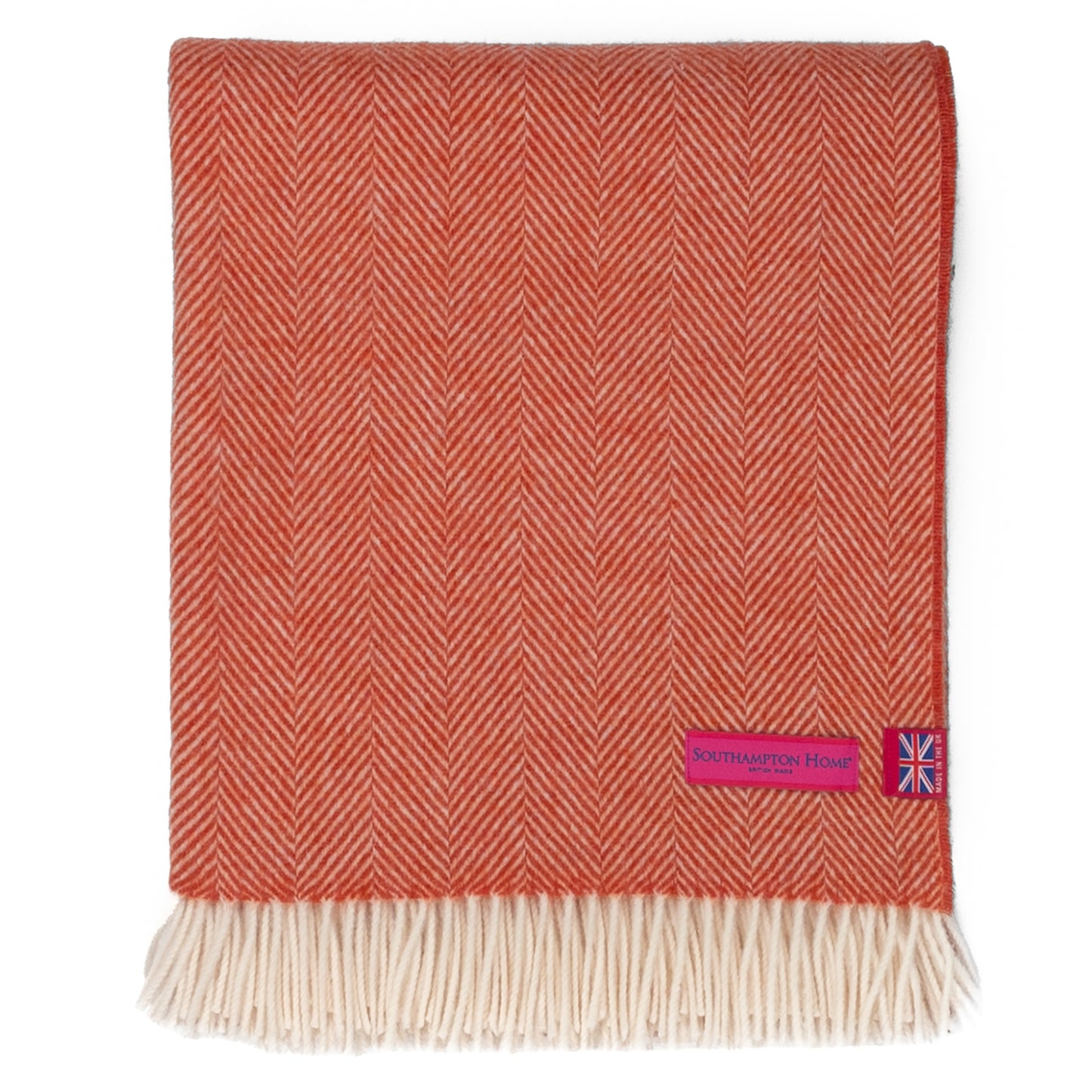 Southampton Home Merino Wool Herringbone Throw (Melon)-Throws and Blankets-[bar code]-Prince of Scots